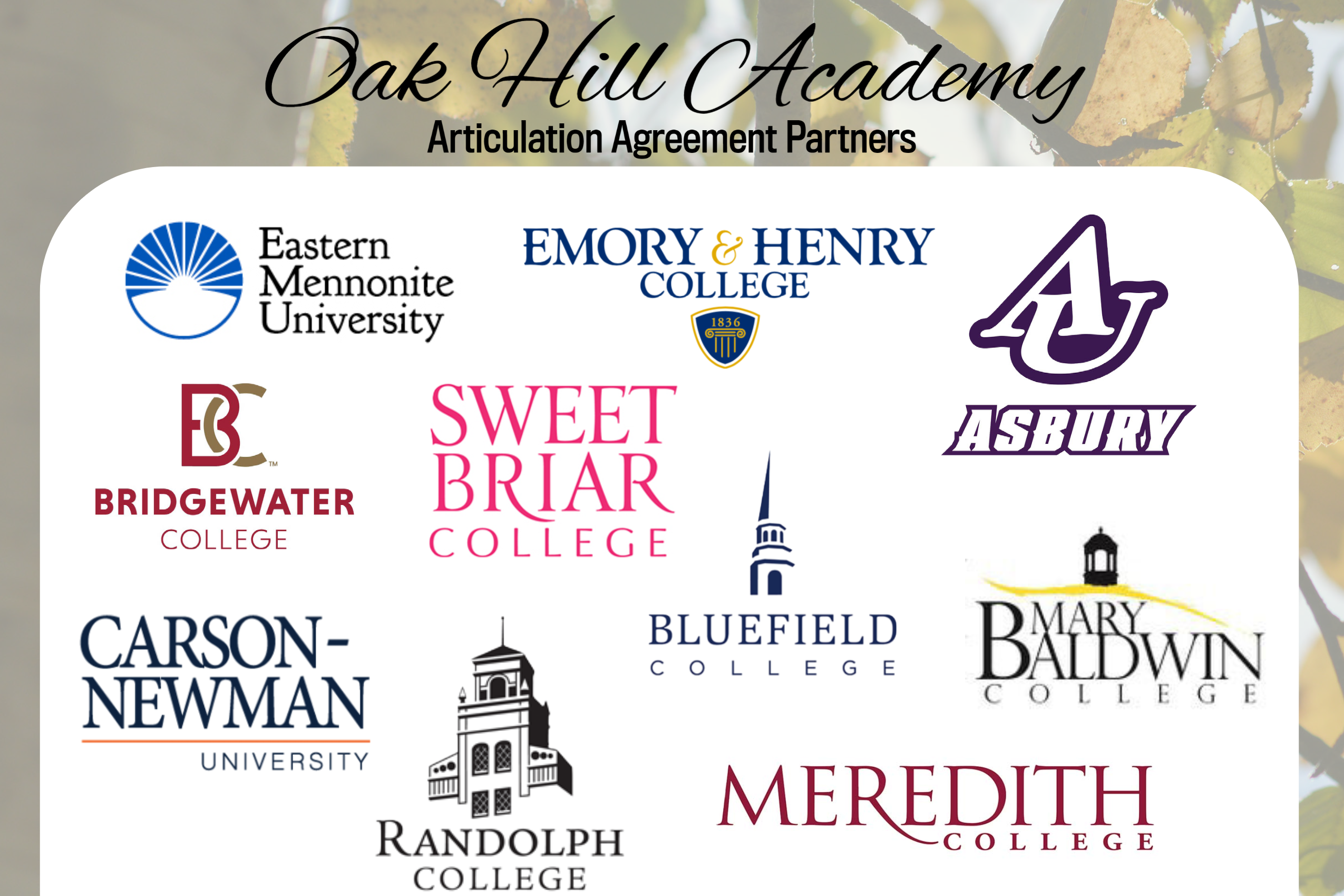 About articulation agreements - Oak Hill Academy About articulation agreements - Oak Hill Academy