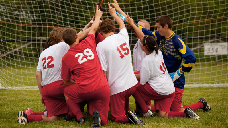 soccer team huddle
