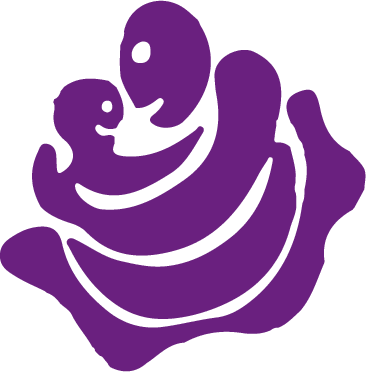 FRC logo, purple people hugging
